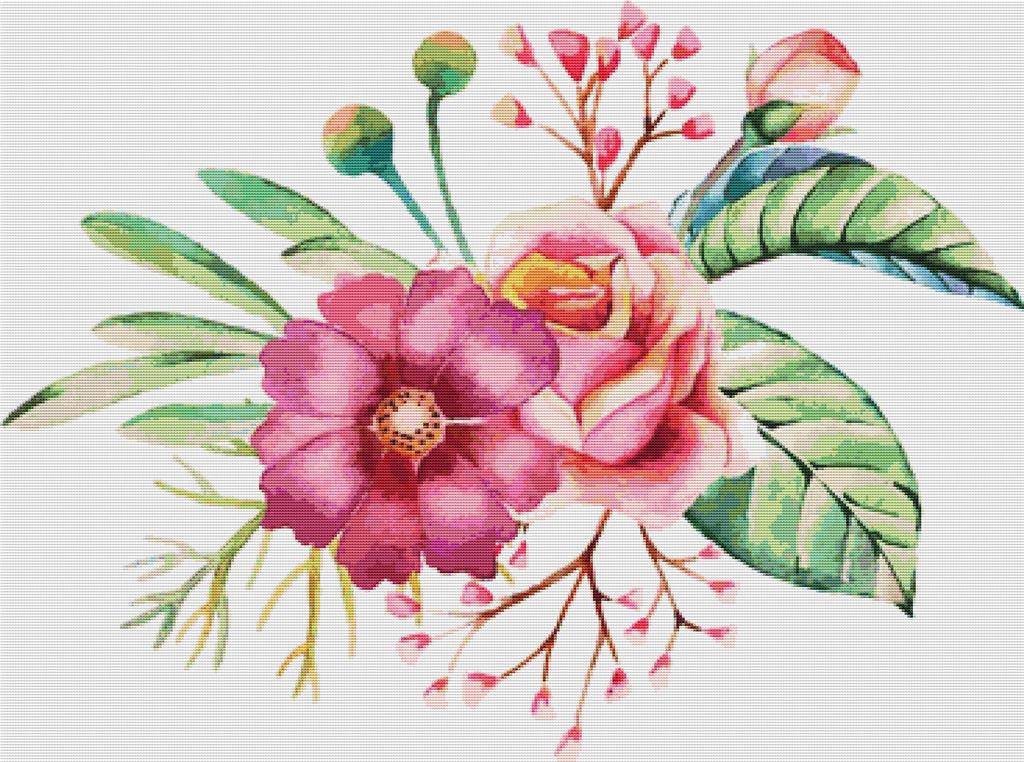 Small Watercolour Bouquet - X Squared Cross Stitch