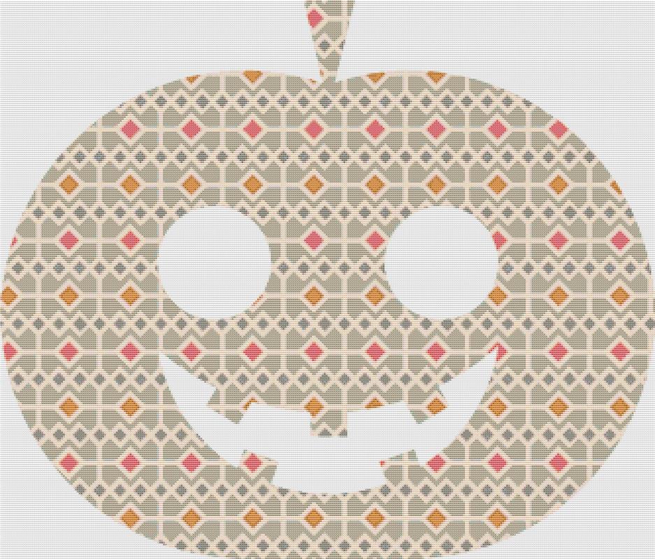 Pastel Square Jack-O-Lantern - X Squared Cross Stitch