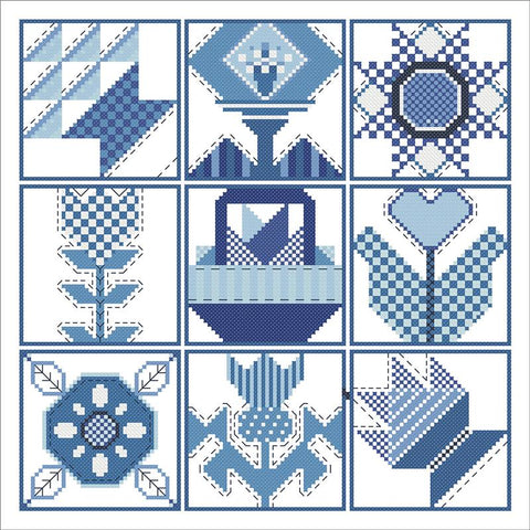 Blue (Cross Stitch Quilt Blocks) - CM Designs