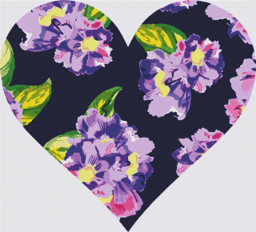 Watercolor Flower Heart - X Squared Cross Stitch