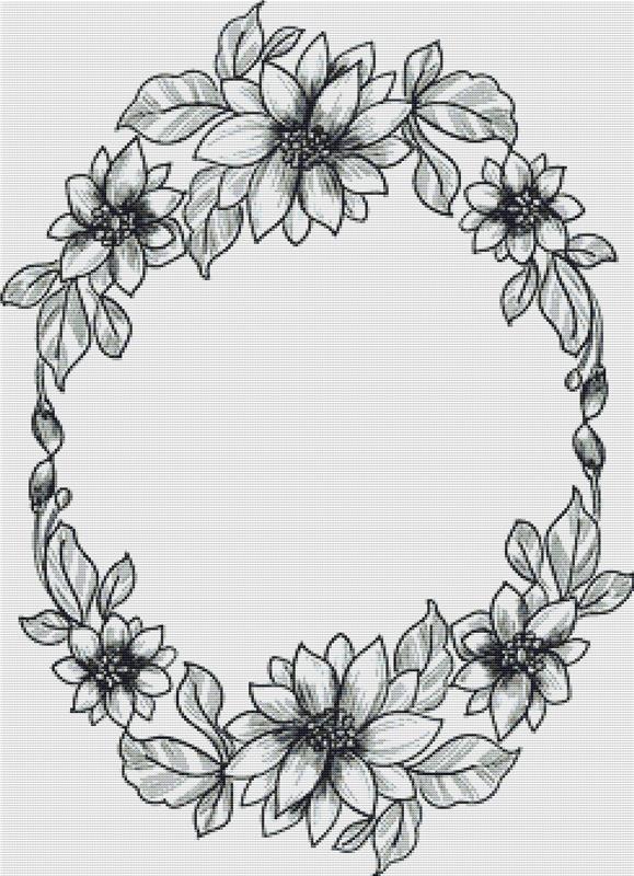 Decorative Floral Frame - X Squared Cross Stitch