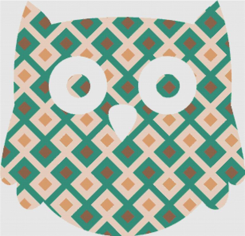 Squared Geometric Owl - X Squared Cross Stitch