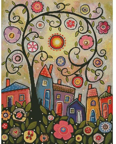Collage Tree Village - Artecy Cross Stitch