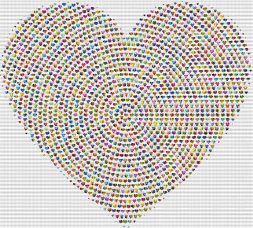 Prismatic Colourful Heart - X Squared Cross Stitch