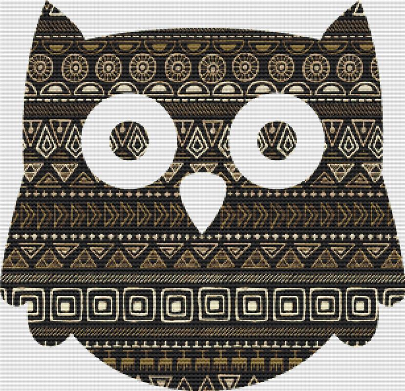 Tribal Gold Owl - X Squared Cross Stitch