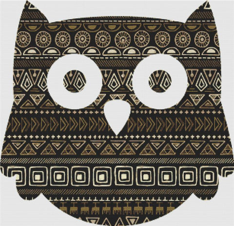 Tribal Gold Owl - X Squared Cross Stitch