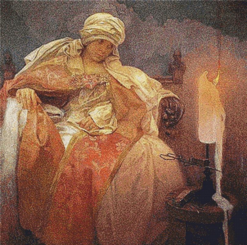 Woman With A Burning Candle - X Squared Cross Stitch