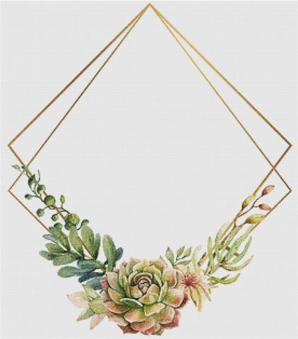 Watercolour Succulent Frame - X Squared Cross Stitch