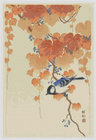 Great Tit On Paulownia Branch - Art of Stitch, The