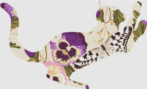 Vintage Pansies: Cat - X Squared Cross Stitch
