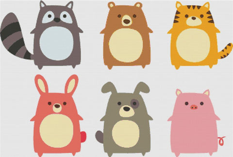 Set Of Cute Mammals - X Squared Cross Stitch