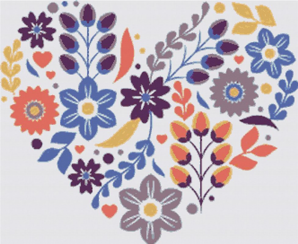 Heart Of Flowers - X Squared Cross Stitch