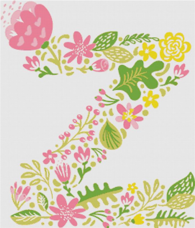 Floral Letter Z - X Squared Cross Stitch