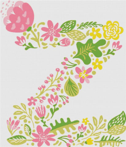 Floral Letter Z - X Squared Cross Stitch