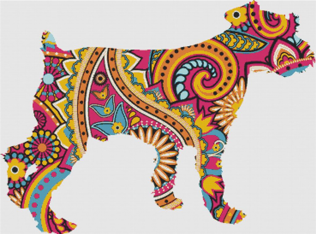 Pink Paisley Dog - X Squared Cross Stitch