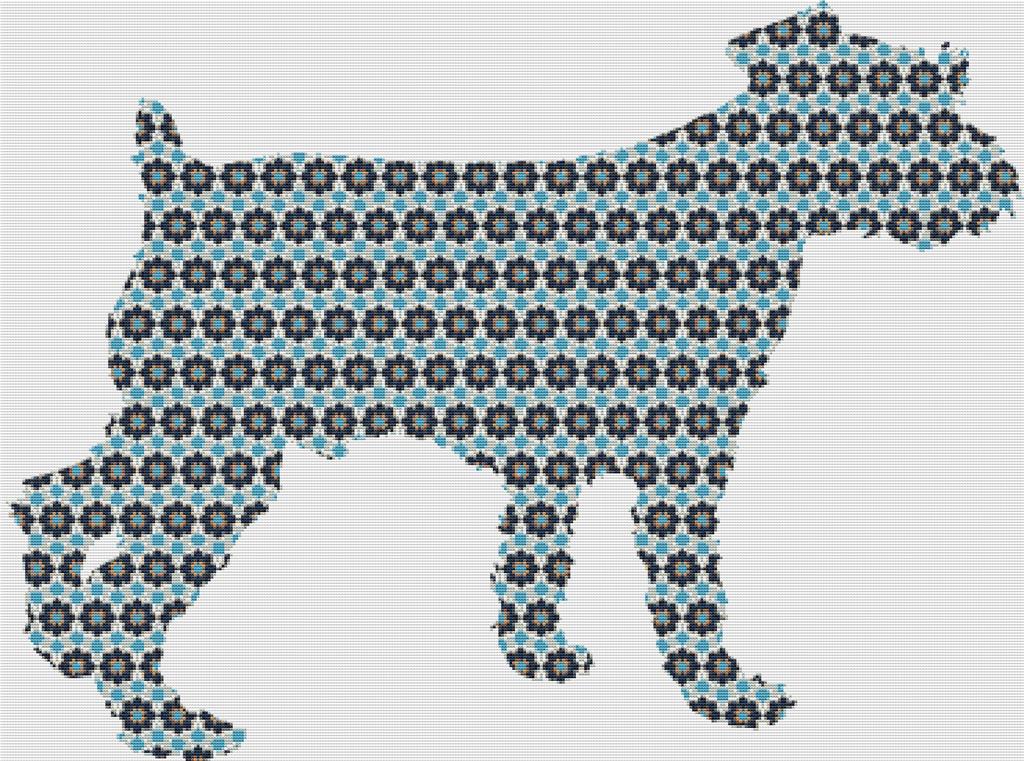 Geometric Floral Dog - X Squared Cross Stitch