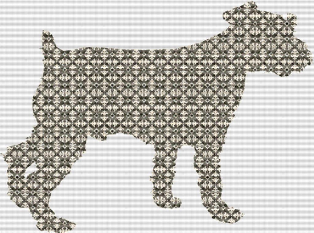 Mosaic Floral Dog - X Squared Cross Stitch