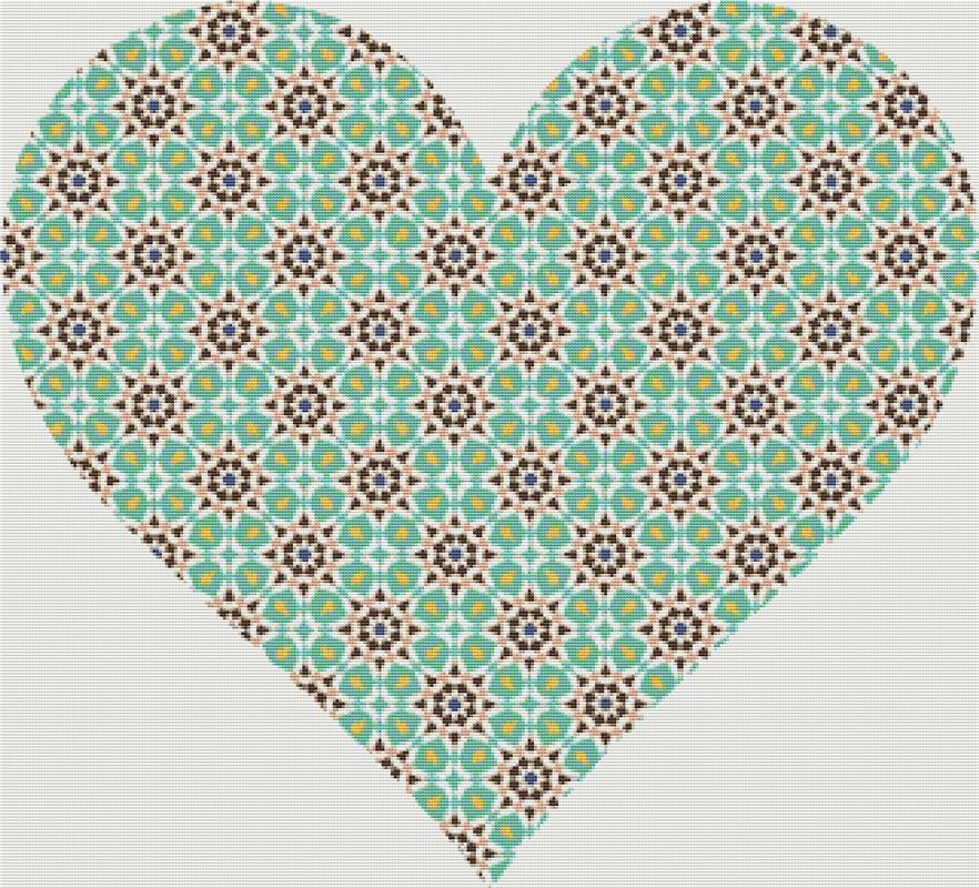 Green Mosaic Heart - X Squared Cross Stitch