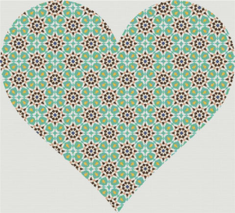 Green Mosaic Heart - X Squared Cross Stitch