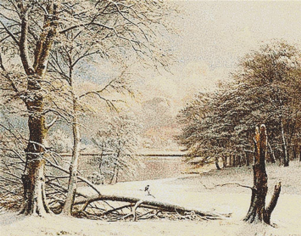 Sunlight On The Bank Of A Lake In Winter - X Squared Cross Stitch