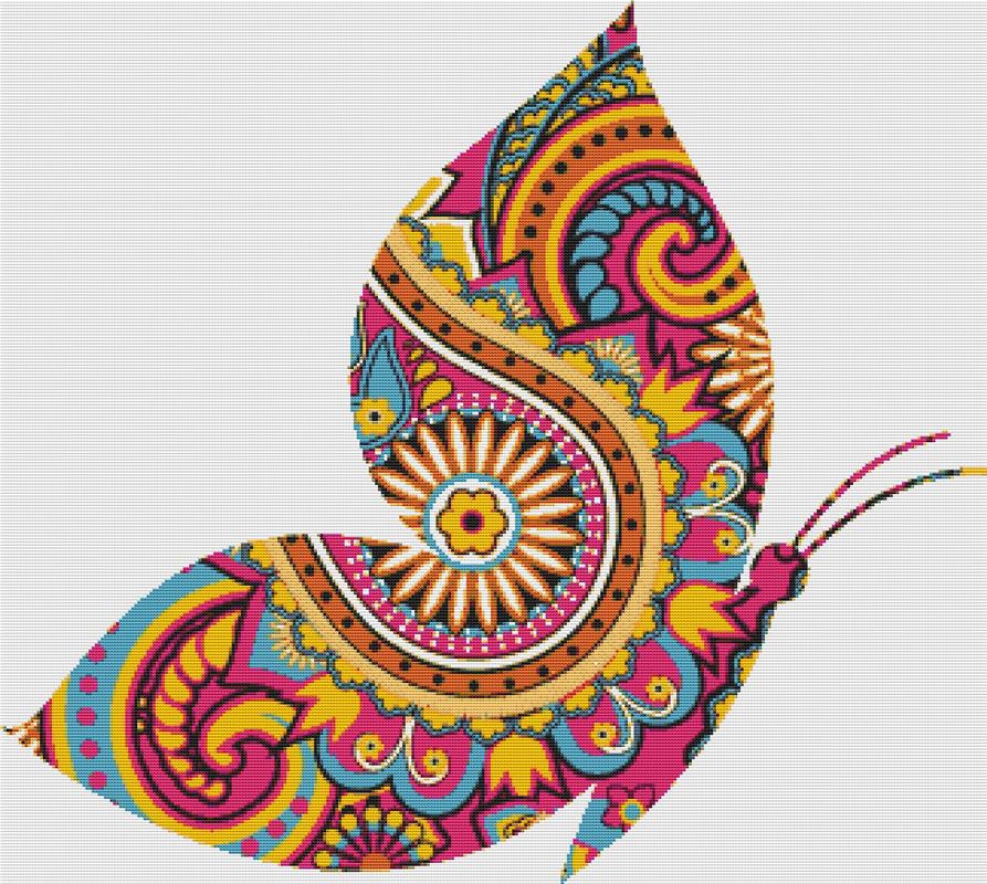 Pink Paisley Butterfly I - X Squared Cross Stitch