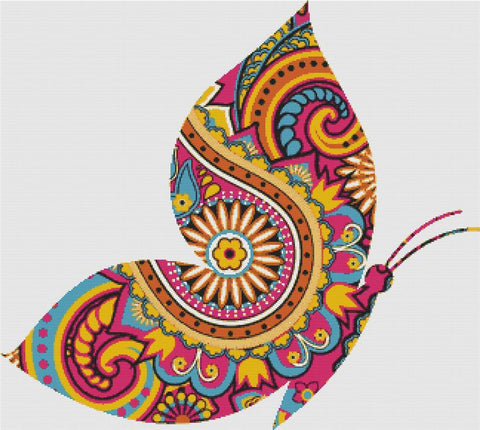 Pink Paisley Butterfly I - X Squared Cross Stitch