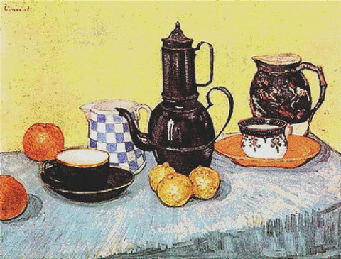 Still Life With Blue Enamel Coffeepot - X Squared Cross Stitch