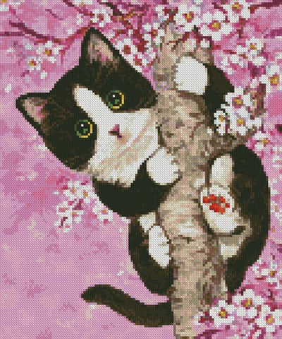 Mini Cherry Blossom Cat - Artecy Cross Stitch