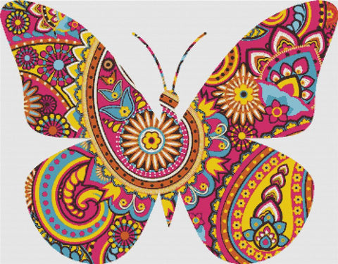 Pink Paisley Butterfly II - X Squared Cross Stitch