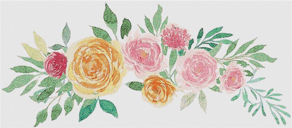 Delicate Blush Bouquet - X Squared Cross Stitch