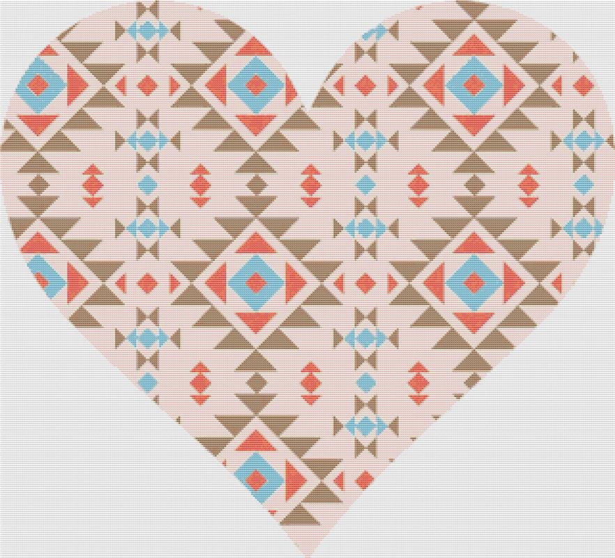 Native Rustic Heart - X Squared Cross Stitch