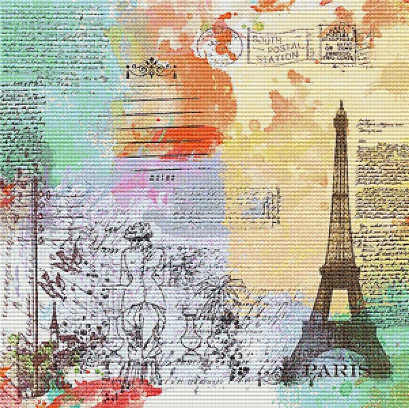 Parisian Scrapbook - X Squared Cross Stitch