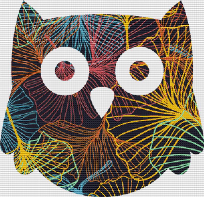 Colourful Ginkgo Owl - X Squared Cross Stitch