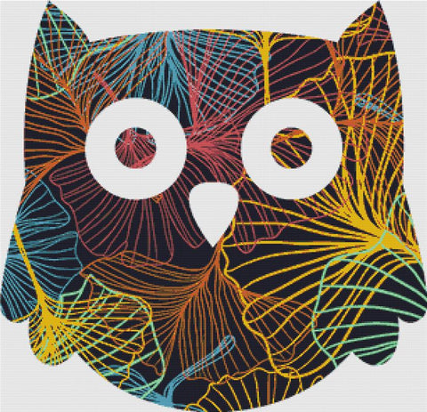 Colourful Ginkgo Owl - X Squared Cross Stitch