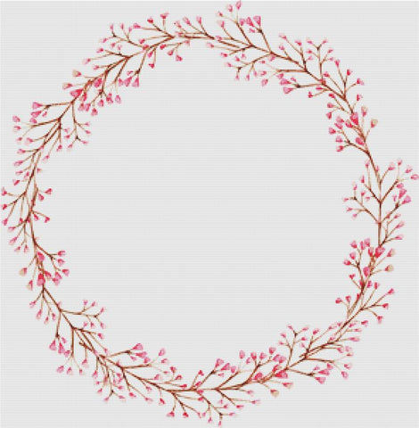 Pink Foliage Wreath - X Squared Cross Stitch