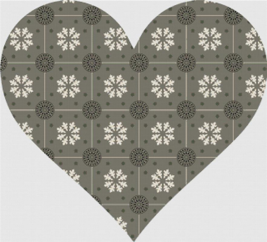 Grey Mosaic Heart - X Squared Cross Stitch