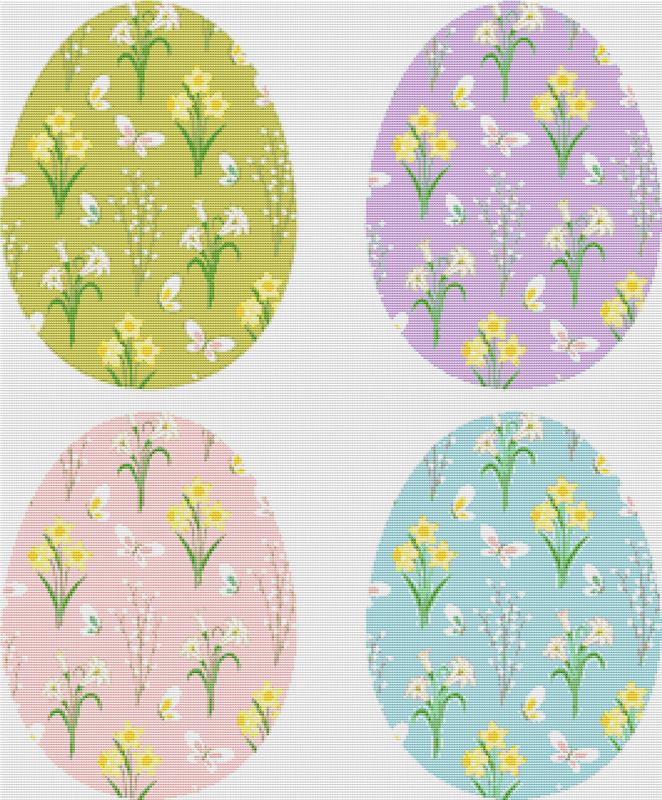 Set Of Easter Eggs - X Squared Cross Stitch