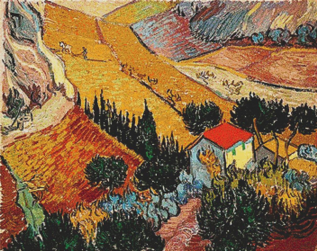 Landscape With House And Ploughman - X Squared Cross Stitch