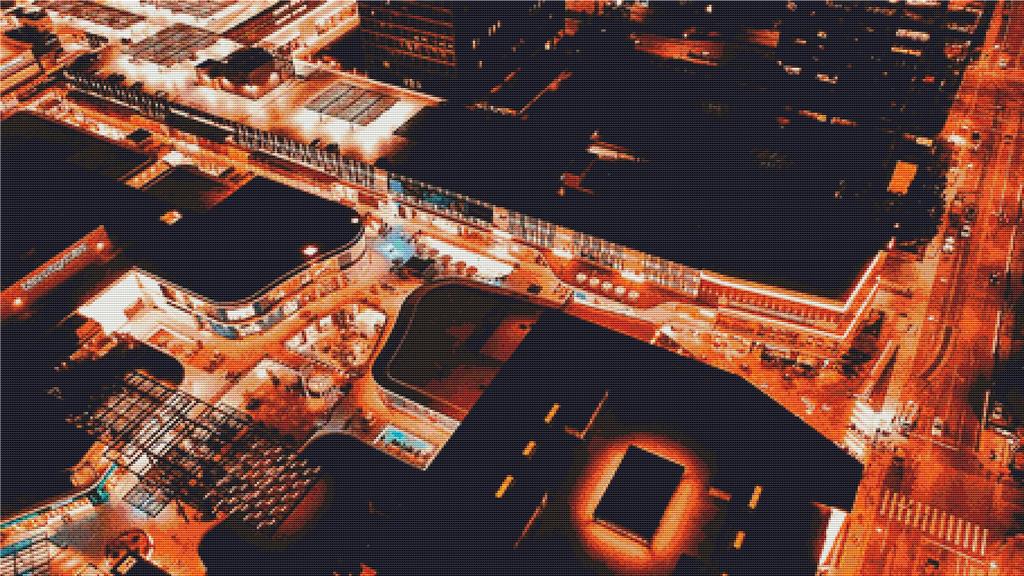 Shopping Mall By Night - X Squared Cross Stitch