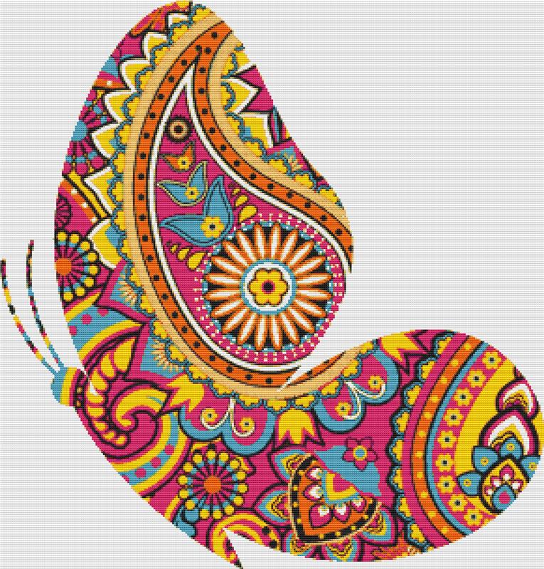 Pink Paisley Butterfly III - X Squared Cross Stitch