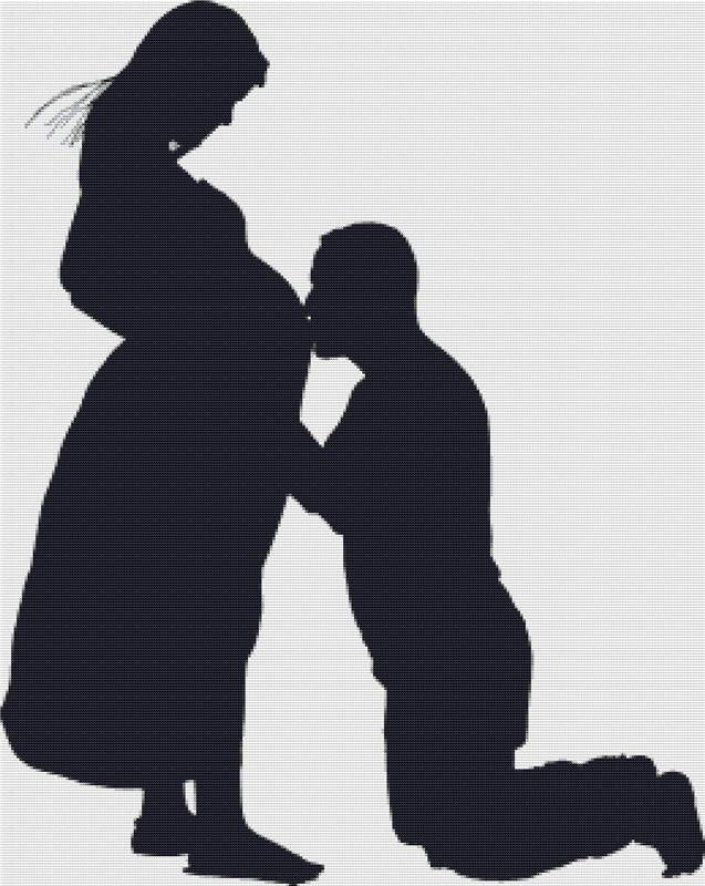 Pregnant Couple Silhouette - X Squared Cross Stitch
