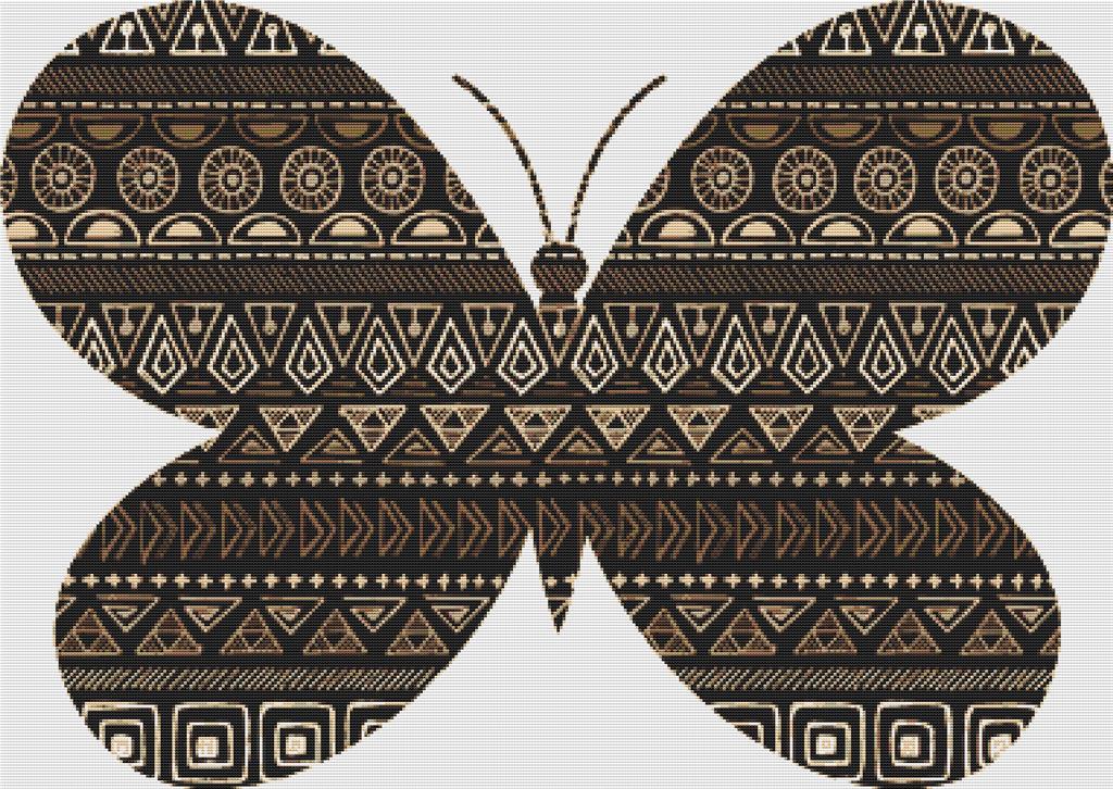 Tribal Gold Butterfly - X Squared Cross Stitch