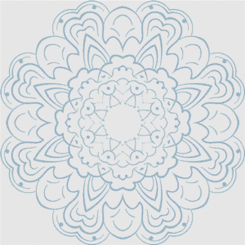Blue Mandala - X Squared Cross Stitch