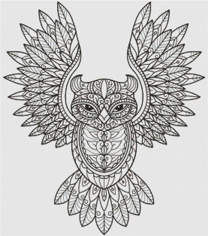 Owl Zentangle I - X Squared Cross Stitch