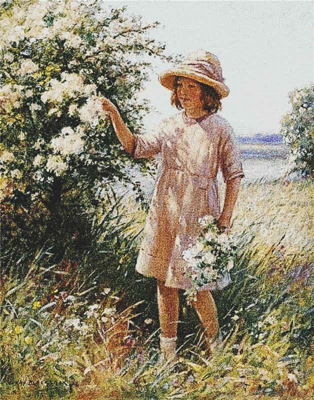 Picking May Blossoms - X Squared Cross Stitch