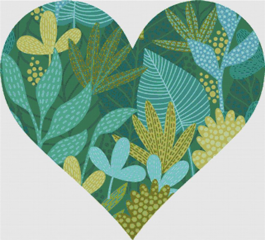 Abstract Leaf Heart - X Squared Cross Stitch