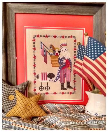 Star Spangled Santa And Ewe - Twin Peak Primitives