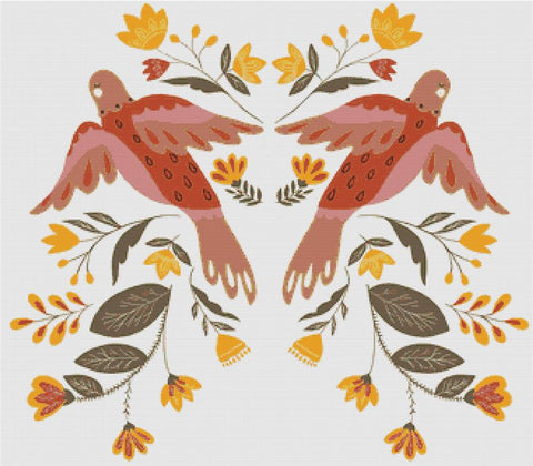 Folk Birds And Flowers - X Squared Cross Stitch