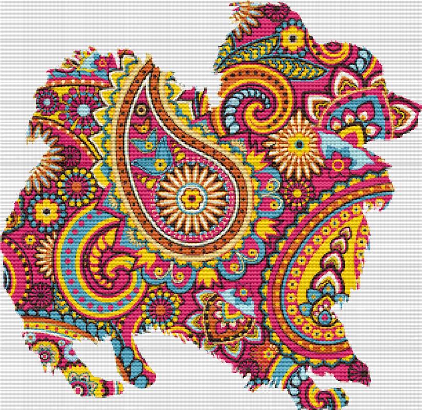 Pink Paisley Dog I - X Squared Cross Stitch