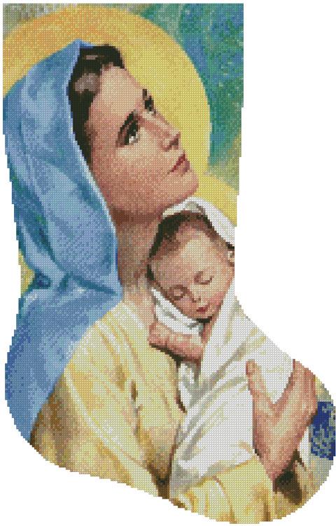 Mary And Baby Jesus Stocking (Right) - Artecy Cross Stitch